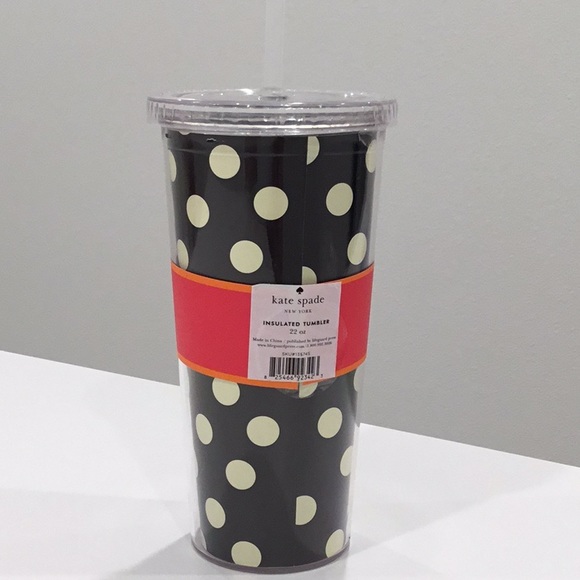 New Kate Spade New York 22 oz Insulated Tumbler black and white spots - Picture 4 of 4